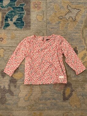 7 For All Mankind Pink Floral Long-Sleeve Tee